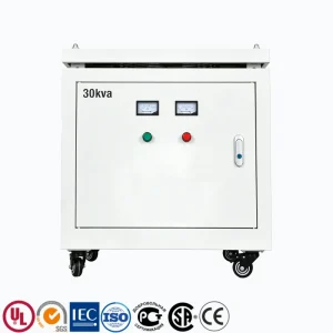 30 kVA three phase dry-type isolation transformer with 480V primary and 208Y/120V secondary for industrial power distribution, global manufacturer supplier factory, PowerNex