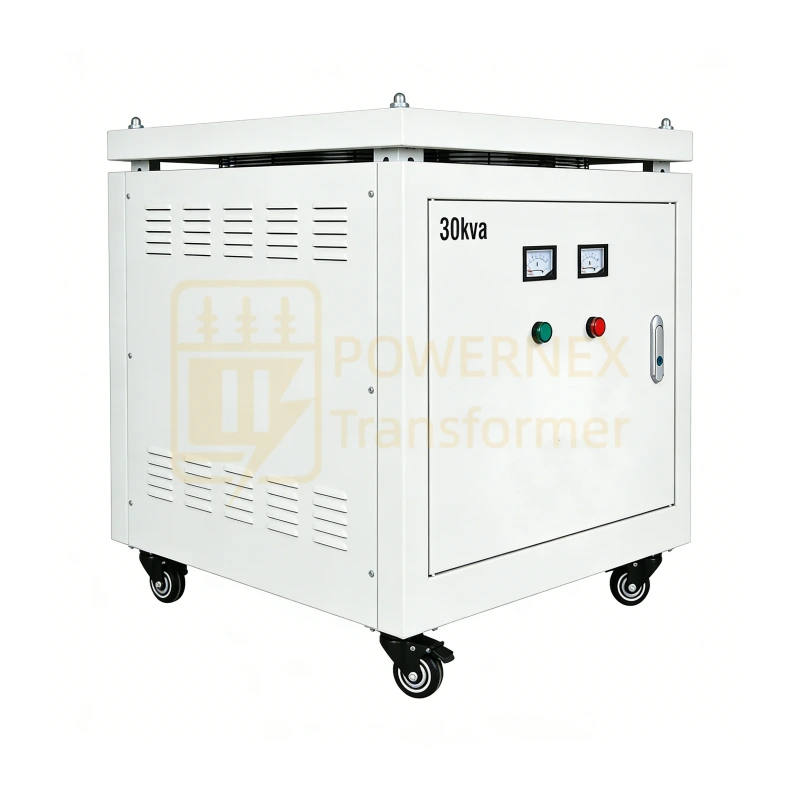 30 kVA three phase dry-type isolation transformer manufacturer and factory, 480V to 208Y/120V industrial power transformer, PowerNex