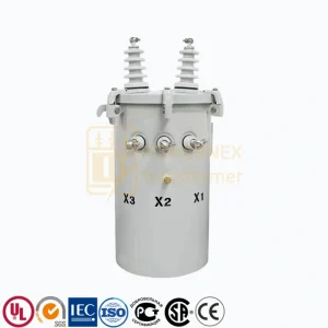 50 kVA pole mounted single phase distribution transformer for utility power, overhead pole top transformer for rural and residential power distribution, manufactured by China leading factory for global markets PowerNex