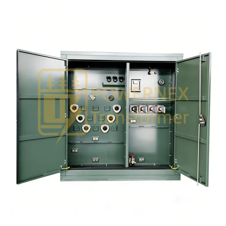 500 kVA pad mounted distribution transformer, three phase 13.8 kV to 208Y/120 V or 480Y/277 V utility power transformer for global power distribution, manufactured by PowerNex