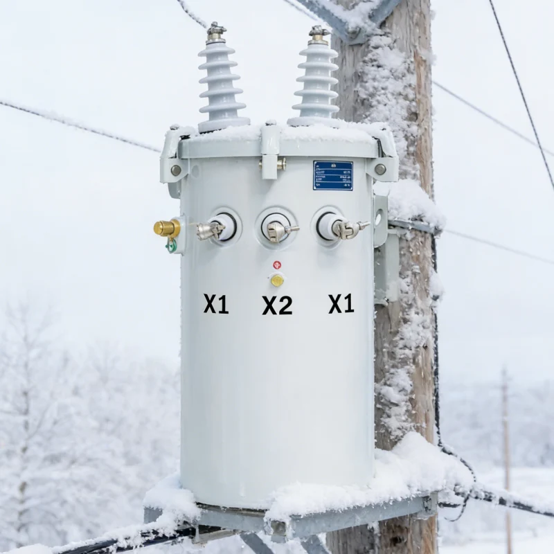 100kVA pole-mounted distribution transformer for global utility projects, supporting primary voltages from 6kV to 33kV and secondary voltages from 380V to 480V, IEC and ANSI certified, single-phase or three-phase, outdoor-ready, suitable for industrial plants, factories, commercial buildings, EPC projects, and utility grids, available in capacities from 5kVA to 500kVA with customizable configurations PowerNex