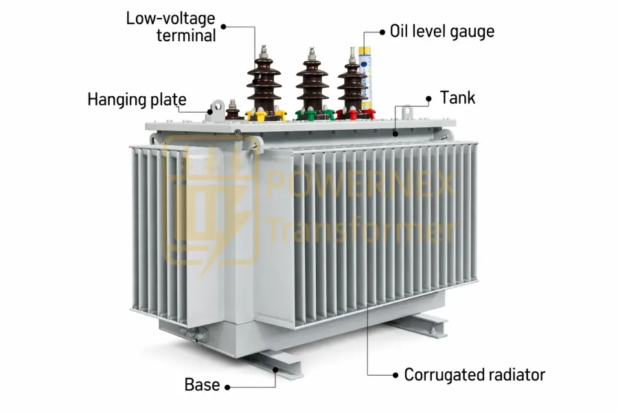 500 kVA three phase oil immersed transformer supplied at factory price with complete electrical and mechanical design drawings, suitable for medium voltage utility and industrial distribution systems, 10kV 11kV 22kV 33kV 35kV voltage options, global wholesale supply with international certifications for North America, Europe, Middle East, South America, Africa and Asia – PowerNex