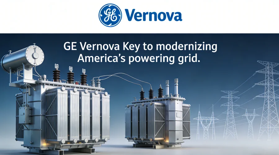 GE Vernova power transformers for utility-scale transmission and grid modernization projects, featuring large high-voltage oil-immersed transformers used in substations and critical electrical infrastructure across the United States