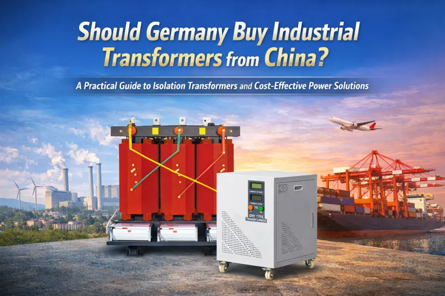 Dry type transformer and isolation transformer used in German industrial power systems, showing IEC compliant designs with capacity ranges from 10 kVA to 5000 kVA and voltage levels up to 35 kV sourced from China manufacturers