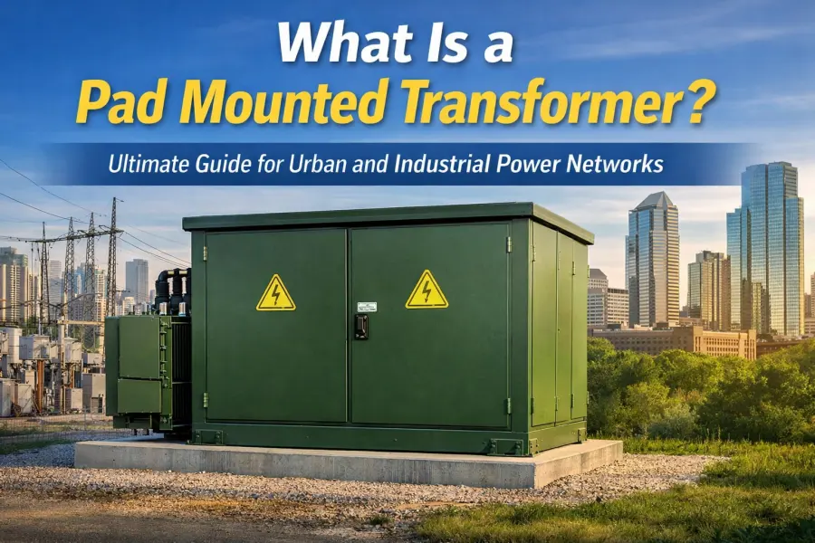 Pad mounted transformer on a concrete pad, fully enclosed, high-capacity 10kVA–10,000kVA, ground-mounted distribution transformer for residential, commercial, industrial, and utility networks, supplied by PowerNex with global delivery including USA, Canada, Brazil, Germany, Australia, UAE, and more.