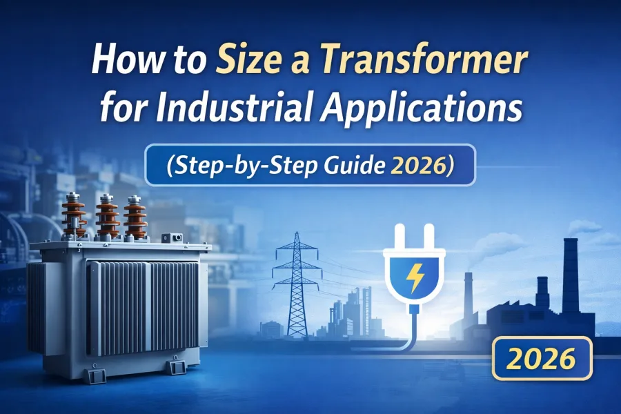 Industrial transformer sizing guide 2026, three phase transformer kVA calculation for factory and motor load applications, PowerNex